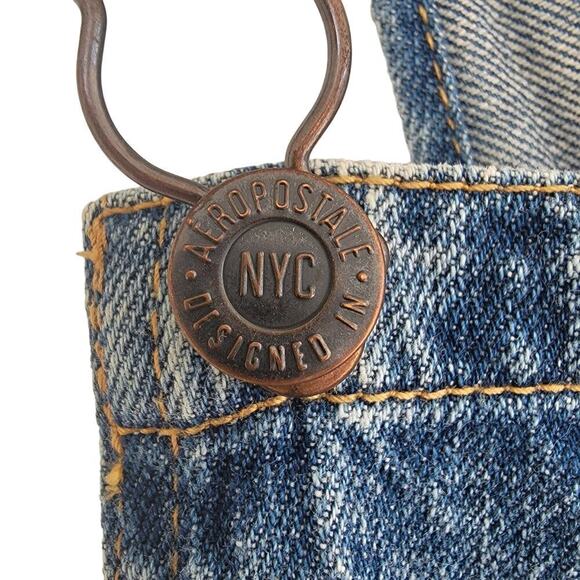 Aeropostale Denim Jean Distressed BIB Overalls Pants Size S - Picture 5 of 11